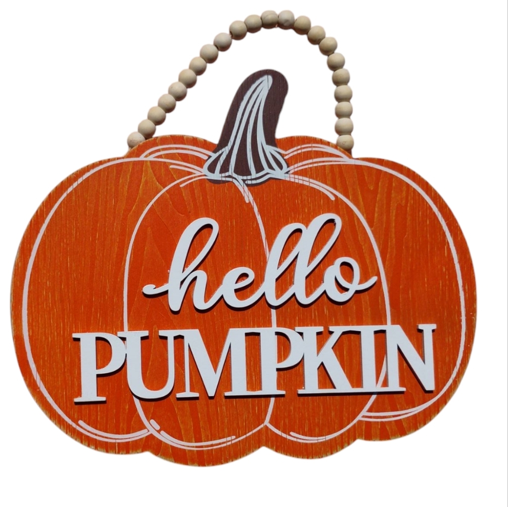 Orange Pumpkin Wall Decor Door Hanger Halloween NWT